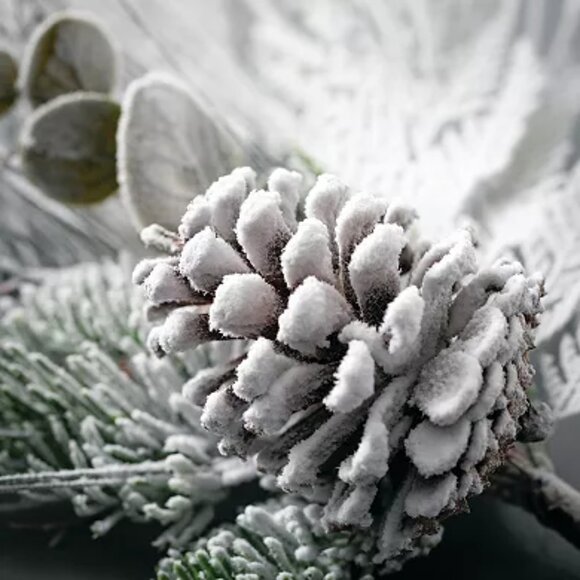 28" Flocked Artificial Pine Spray - Picture 3 of 4